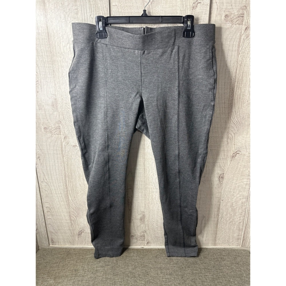 Womens Time And Tru XL (16-18) Gray Stretch Legging Pants Zipper